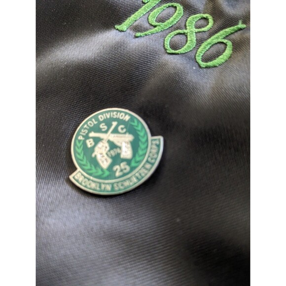 VTG Pistol King 1986 Brooklyn Schuetzen Corp + Pins Nylon Bomber Jckt Sz M OOAK - Picture 16 of 16